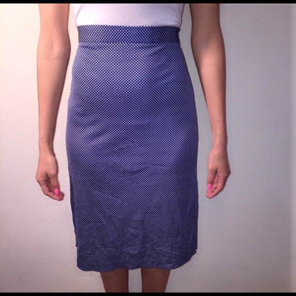 Vintage Polka Dot Blue and White Pencil Skirt