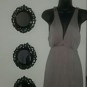 Sexy tan / sand braided strap halter dress