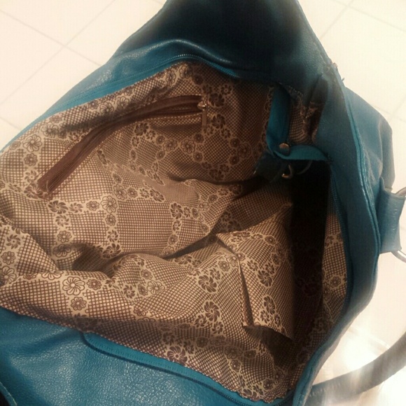Teal flowered handbag too cute! - Picture 3 of 4