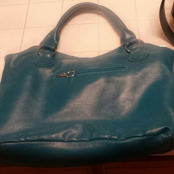 Teal flowered handbag too cute! - Picture 4 of 4