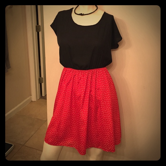 Adorable red and black rockabilly dress