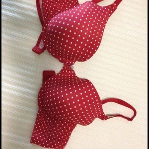 Maidenform Demi red and white bra, 36C