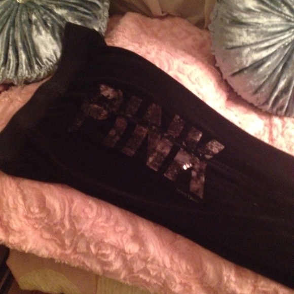 PINK Victoria's Secret Pants - Victoria's Secret pink black velour sequin pants