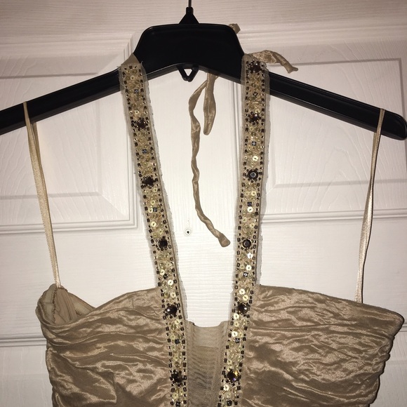 Gold BCBG Max Azria halter dress - Picture 2 of 4