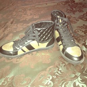 Gold and black designer inspired sneakers