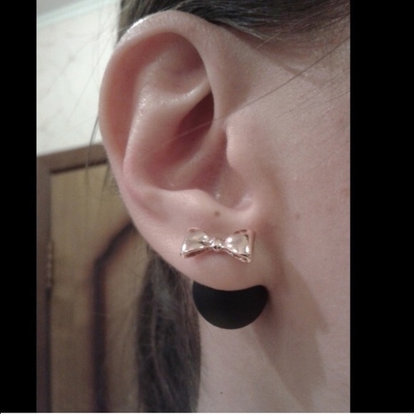 🎀💣2/$15 Bow Double Side Earrings black - Picture 3 of 4
