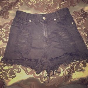 High waisted ripped shorts