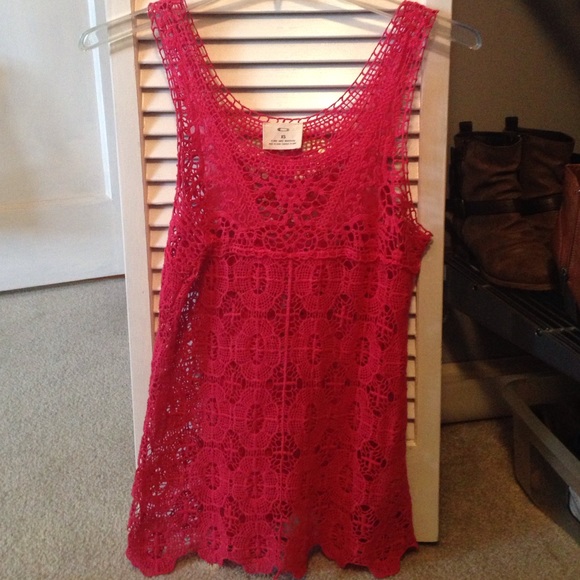 Urban Outfitters pins and needles red lace tank