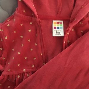 Healthtex red velour gold heart jumpsuit 24 months