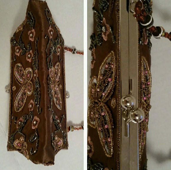 Brown beaded butterfly purse EUC - Picture 4 of 4