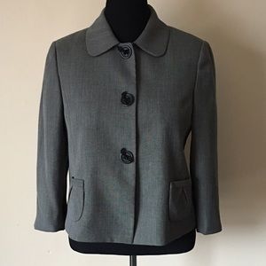 Tahari black and white stitch work blazer