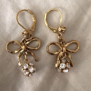 Betsey Johnson Dangly Bow Earrings