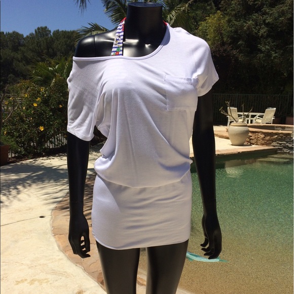 White Tee Shirt Beach Dress - Picture 4 of 8