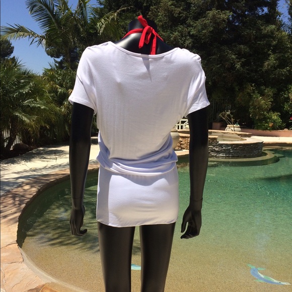 White Tee Shirt Beach Dress - Picture 6 of 8