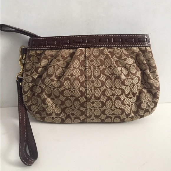 Coach Signature Brown Wristlet