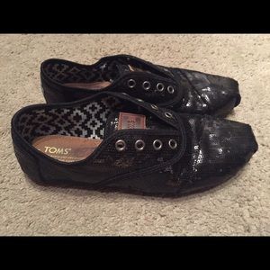 Tom's black sequin shoes size 7.5