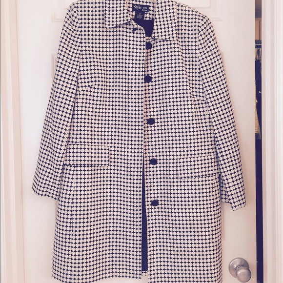 Style & Co. Jackets & Blazers - Black & white 3/4 length coat