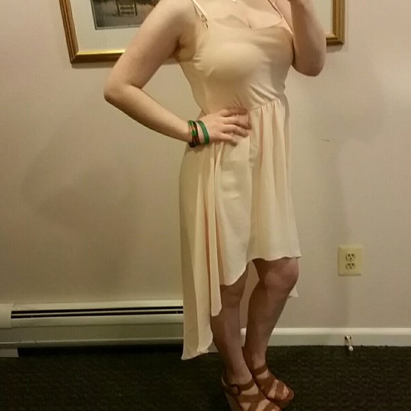 Peach high-low sun dress