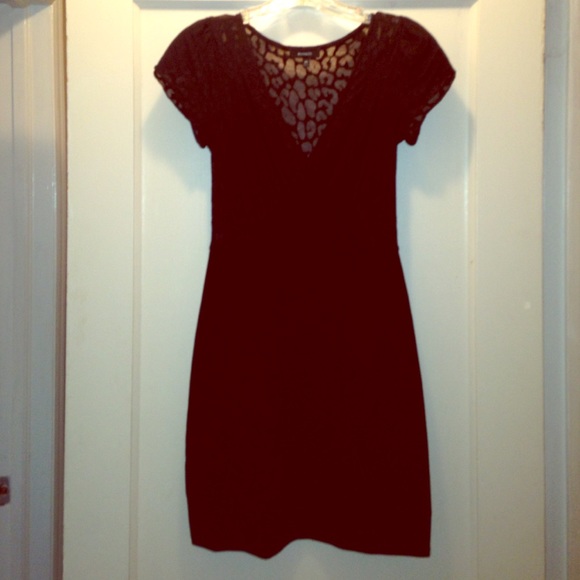 Express short black dress with leopard pattern top