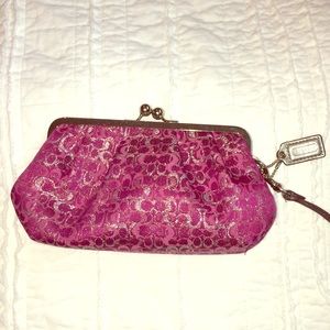 Hot Pink & Silver Coach Clutch