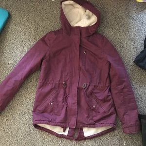 Burgundy Parka with faux fur