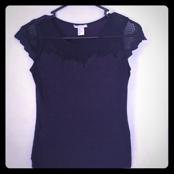 Navy size small H&M shirt, beautiful lace detail