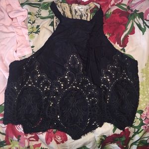 Black Lace Crop Top