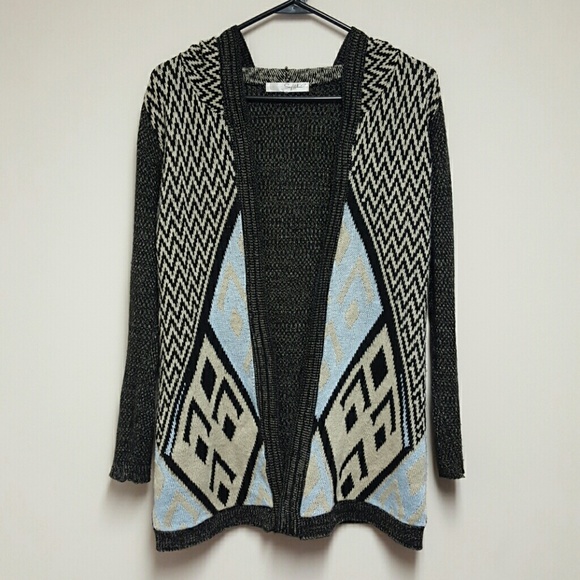 Seasonal Clearance Aztec Hooded knit open cardigan