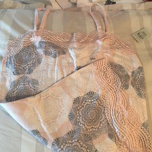 Ann Taylor pink and gray floral cami