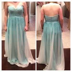 Light blue to white ombré prom dress