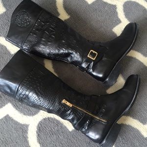 Vince Camuto Black Croc Riding Boot 7.5