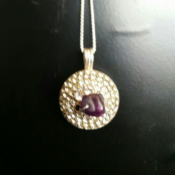 Amethyst CZ & 925 Silver Pendant *crown chakra*