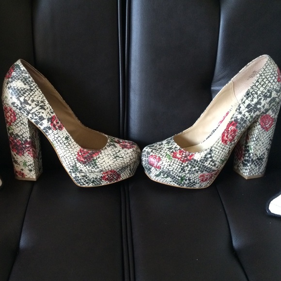 MIA Heels Floral Snakeskin