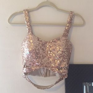 Rose Gold sparkle cropped top