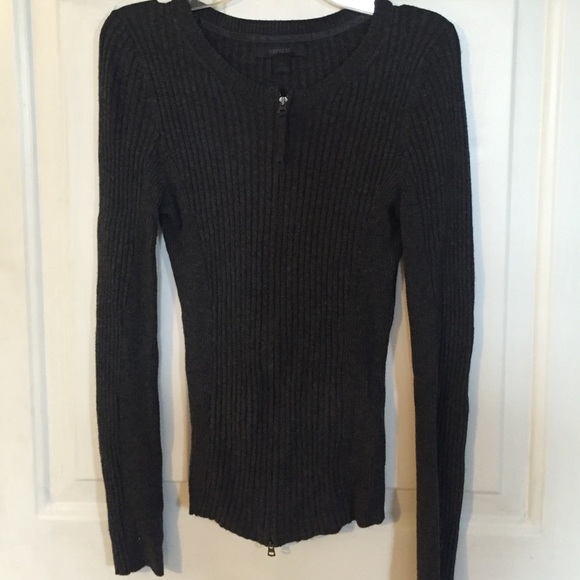 Express ribbed zipper sweater