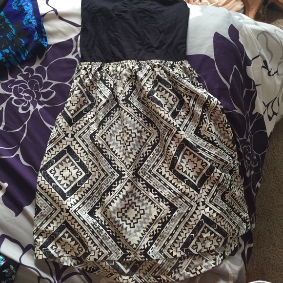 black tribal print strapless sundress - Picture 1 of 1