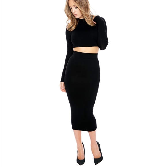 Naked Wardrobe - Black Midi Skirt Set