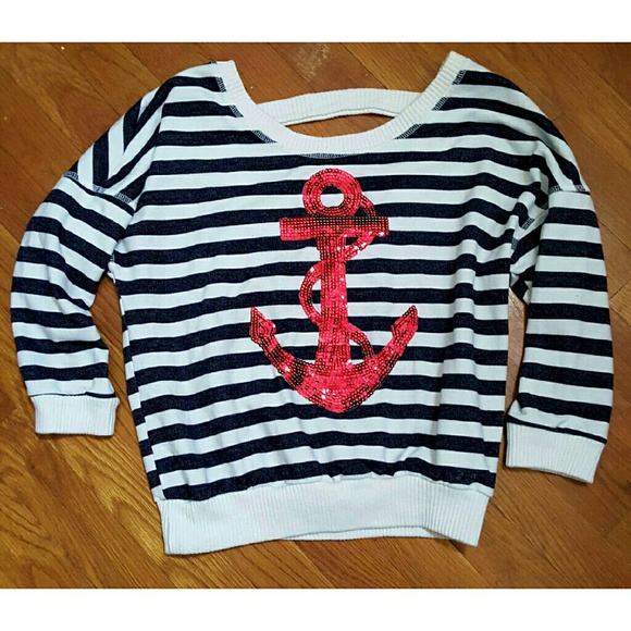 *SOLD* Anchors Away Sequin Crop Sweatshirt