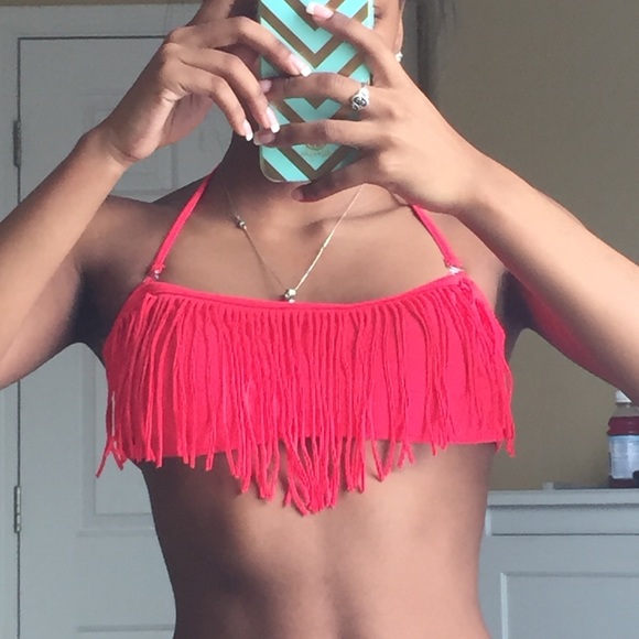 hot pink strapless swim suit - Picture 1 of 1