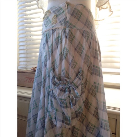 🎉HP!🌾Free People Prairie Skirt Pastel Plaid - Picture 2 of 4