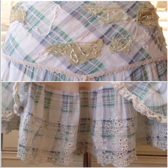 🎉HP!🌾Free People Prairie Skirt Pastel Plaid - Picture 4 of 4
