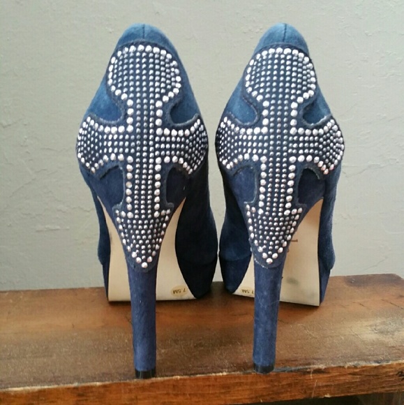 Reba Shoes - NWOTReba Blue Suede Platform Heels w/ Cross Detail