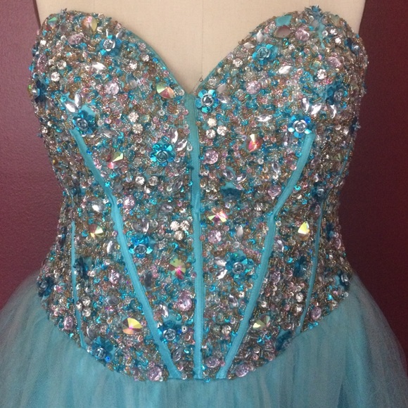 Rhinestoned Corset & Tule Cocktail or Prom Dress - Picture 2 of 4