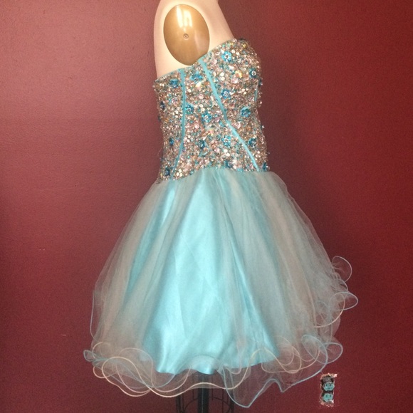 Rhinestoned Corset & Tule Cocktail or Prom Dress - Picture 3 of 4