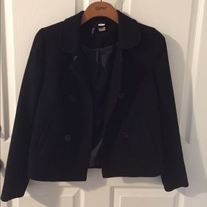 H&M black double button coat, Size 2