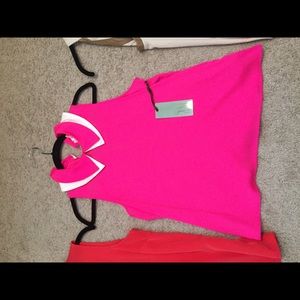Hot pink collared blouse