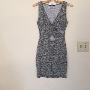 V-neck cutout leopard dress