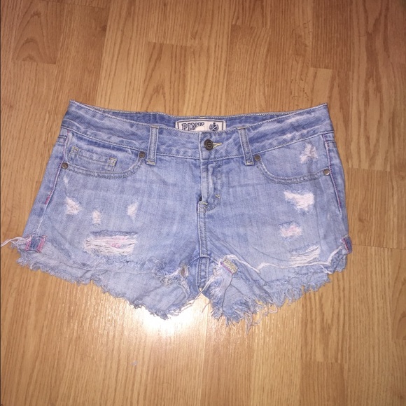 Pink ripped Jean shorts