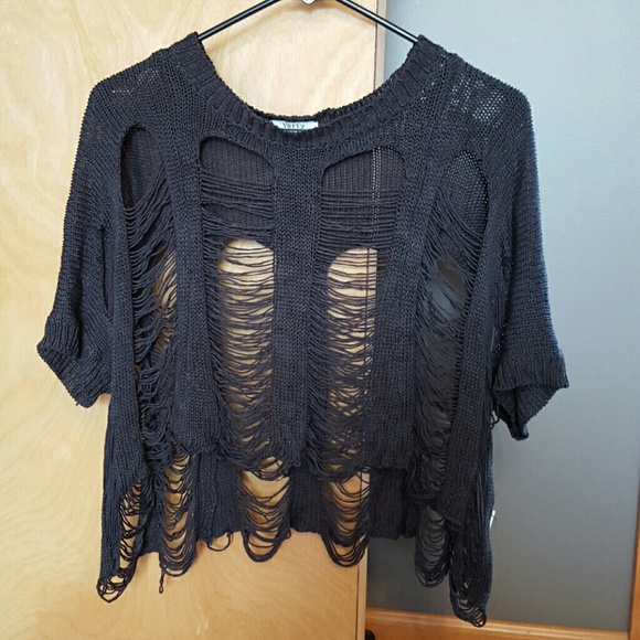 Sweater with open front and back