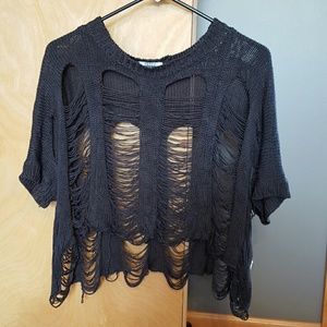 Sweater with open front and back